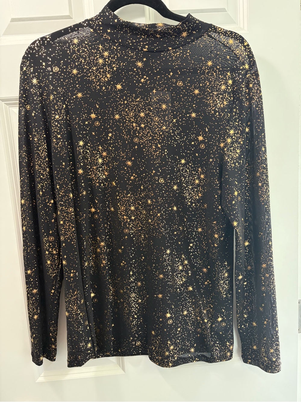 Torrid Black Top with Gold Celestial Print
